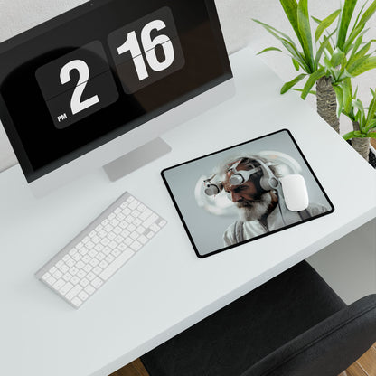 Futuristic Tech-Savvy Senior: Digital Art - Desk Mat