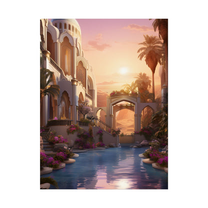 Desert Oasis Serenity: Arabian Nights-Inspired Artwork - Poster