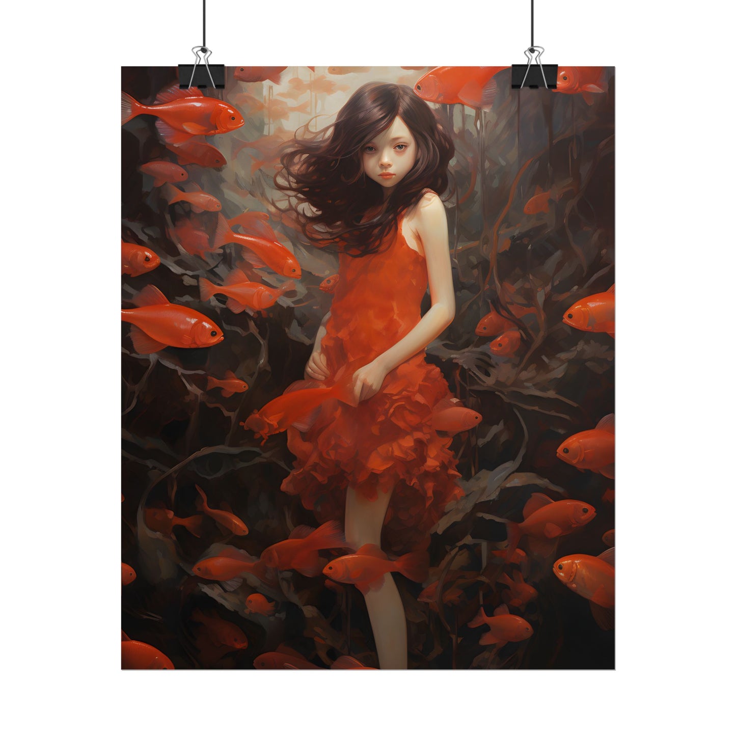 Simple Orange Still Life: Casual Wooden Table Art - Poster