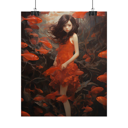Simple Orange Still Life: Casual Wooden Table Art - Poster