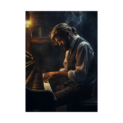 Mysterious Piano Maestro: Musical Artwork - Poster