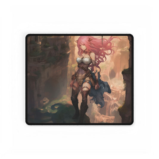 Dramatic Birds Eye View: Anime-Style Bird in Flight - Desk Mat