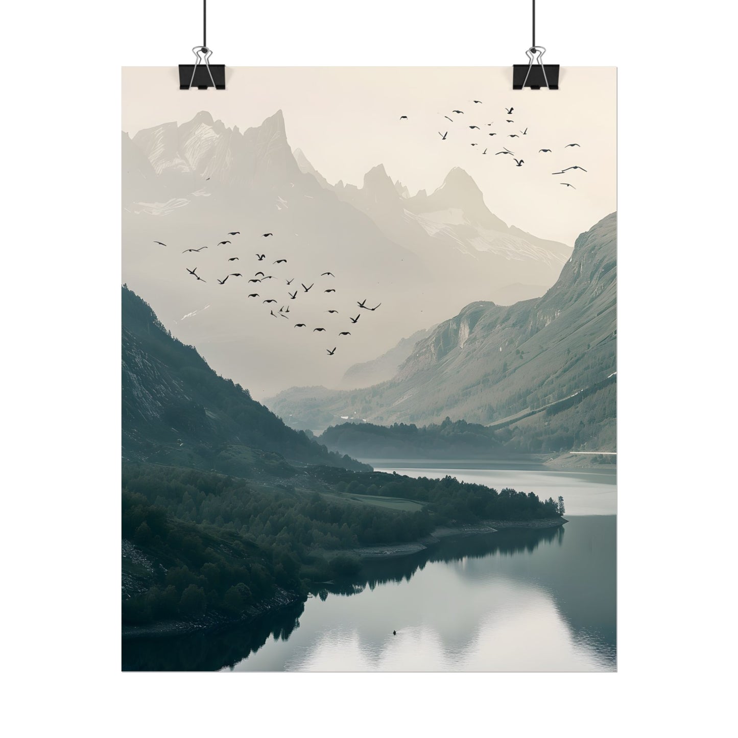 Serene Mountain Lake: A Peaceful Nature Artwork - Poster