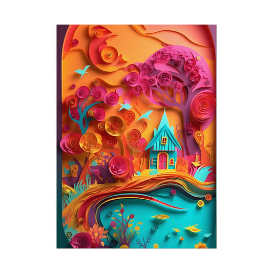 Island Oasis: Colorful Paper Quilling Paradise - Poster