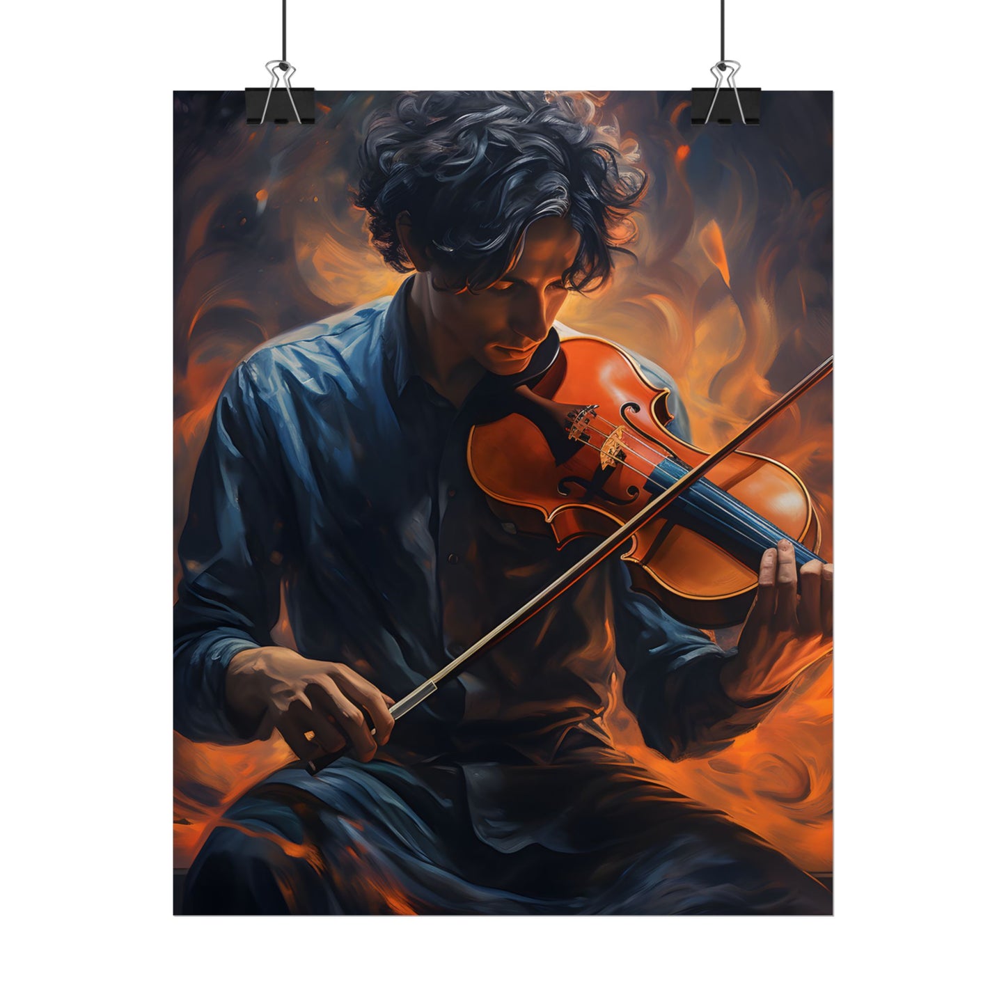Mysterious Musician Portrait: Enigmatic Eyes Artwork - Poster