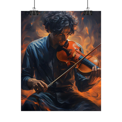 Mysterious Musician Portrait: Enigmatic Eyes Artwork - Poster