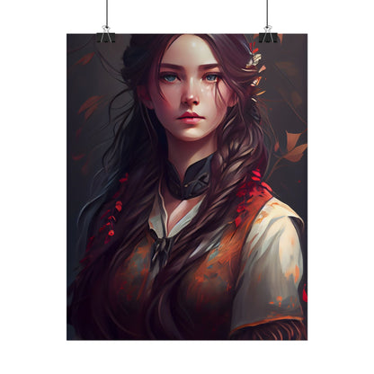 Vibrant Portrait: Brown Hair, Green Eyes Artwork - Poster