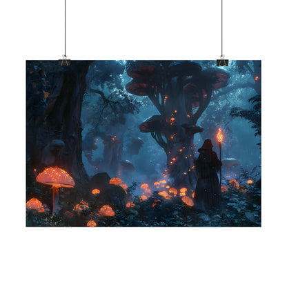 Mystical Forest Encounter: Vibrant Witch Artwork - Poster