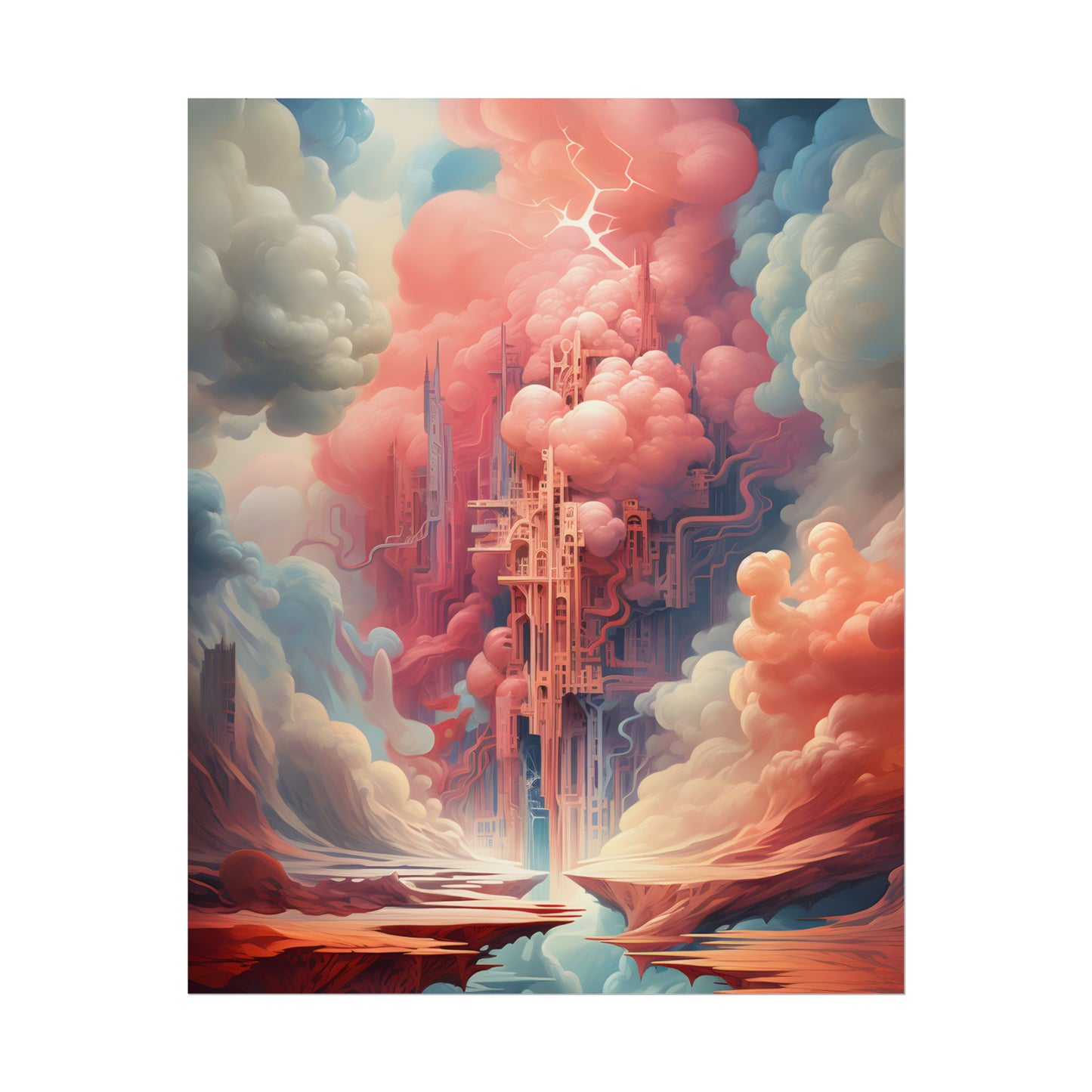 Cyber Dreamscape: Abstract Artwork in Neon Hues - Poster
