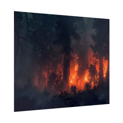 Misty Sunset Gathering: A Group in Nature's Embrace - Poster