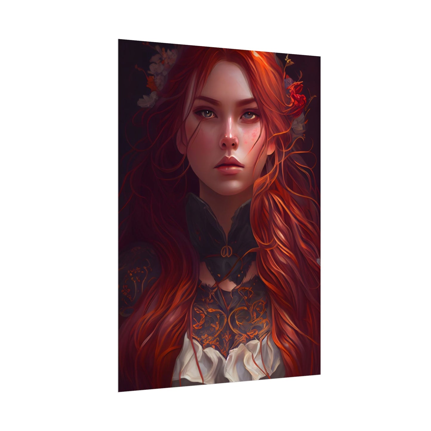 Redhead Female Portrait in a Dress - Poster