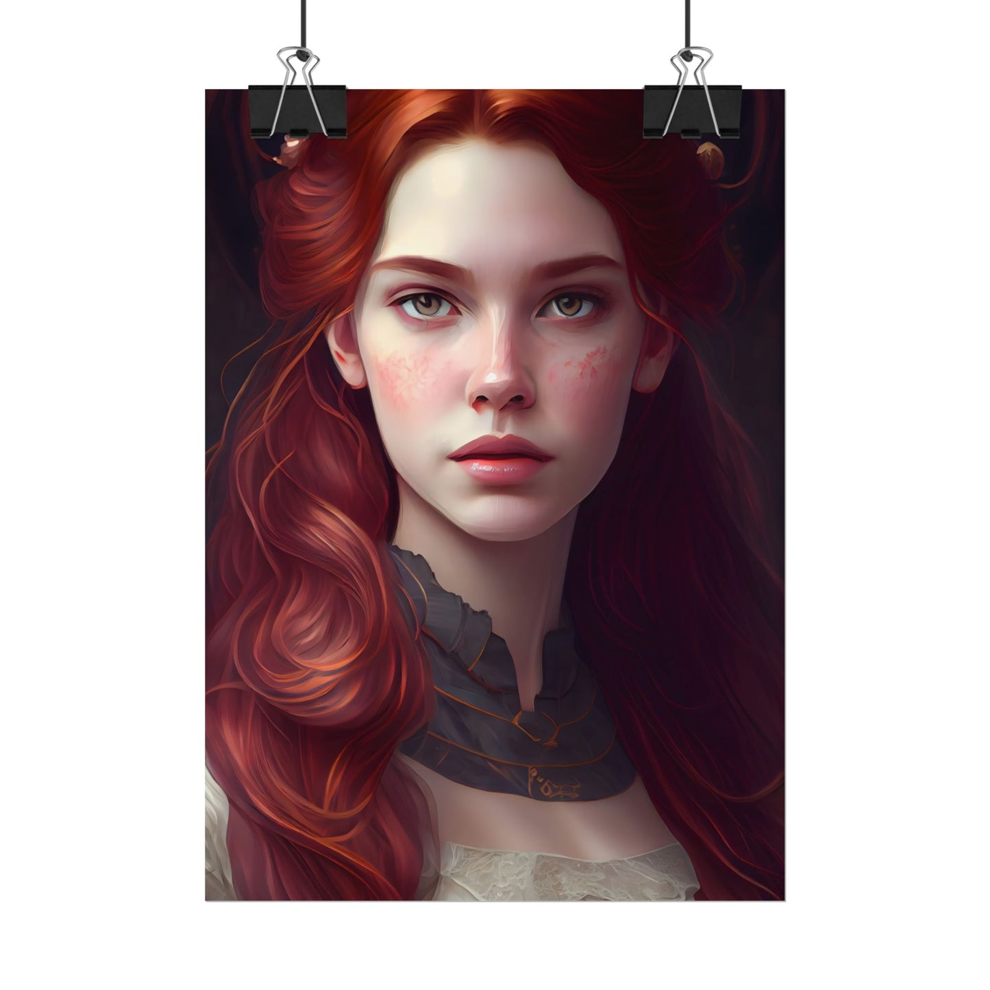 Beautiful Redhead Female Portrait: Classic Timeless Artwork - Poster
