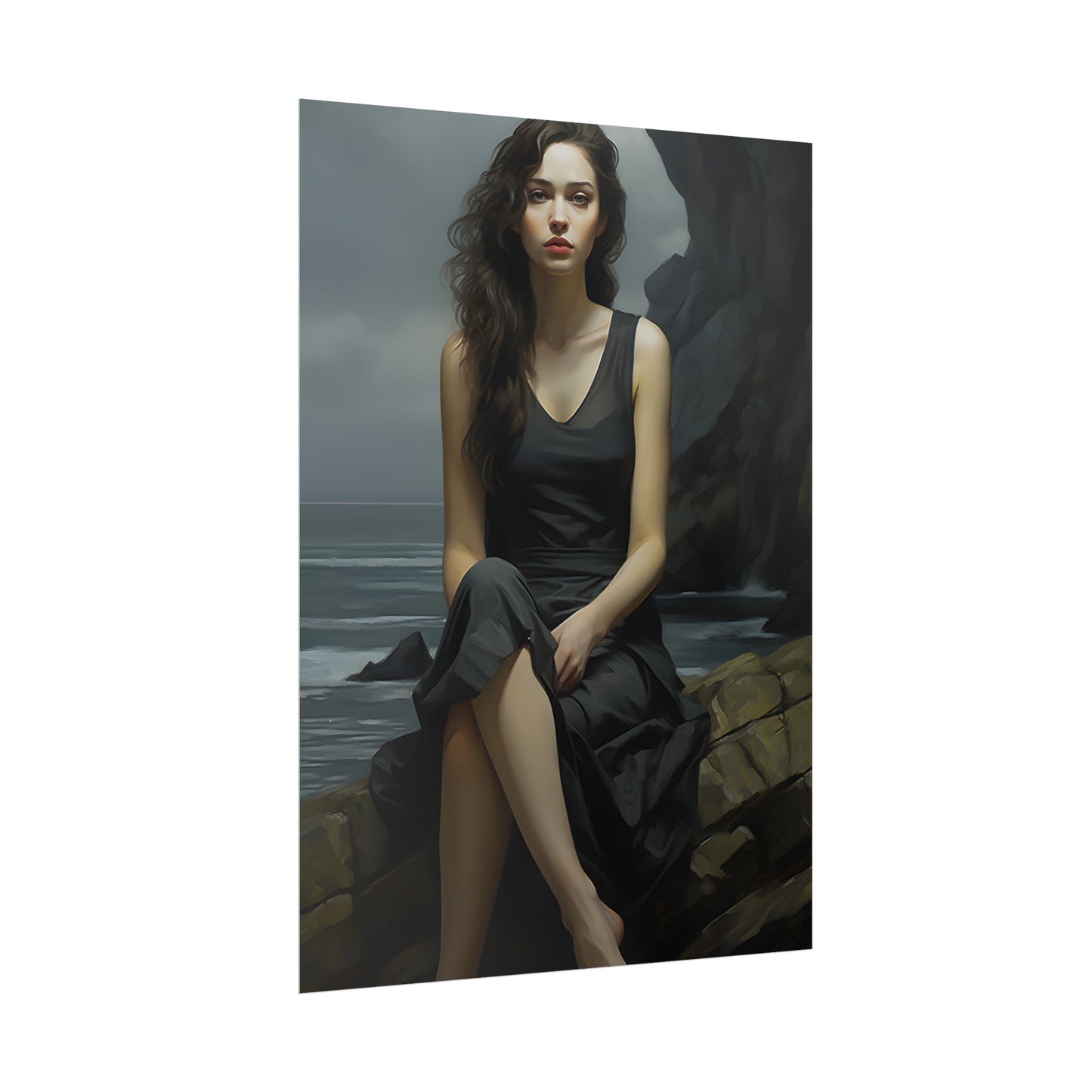 Serene Face with Glasses: Neutral Expression Art - Poster