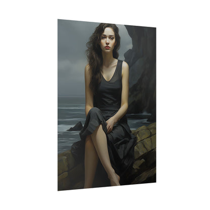Serene Face with Glasses: Neutral Expression Art - Poster
