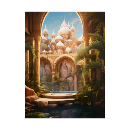 Mythical Desert Oasis: Arabian Nights Inspired Artwork - Poster