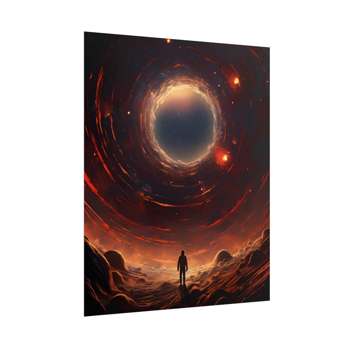 Black Hole Cosmic: A Realistic Digital Artwork of a Planet in Orbit - Poster