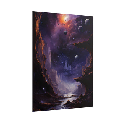 Black Hole Cosmic Odyssey: A Massive Planet's Journey Through Space - Poster