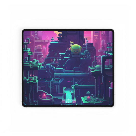 Vibrant Cyber-Pets: Gamified Pixelated Digital Art - Desk Mat
