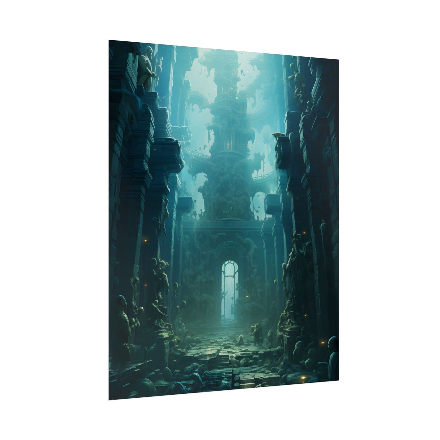 Lost Underwater Civilization: Ancient Ruins in Sunken Depths - Poster