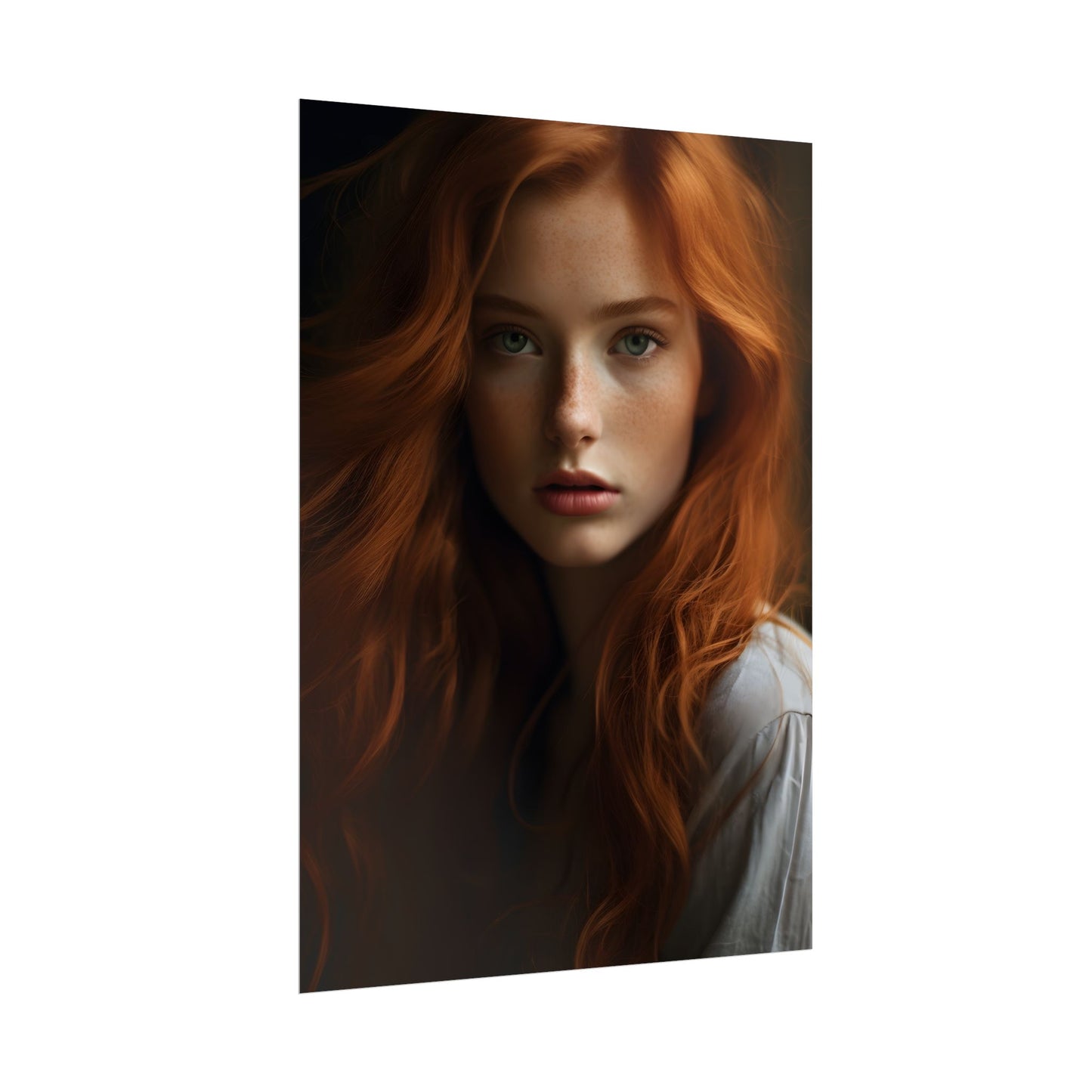 Red Hair Candid Portrait: Natural Light Photo Art - Poster