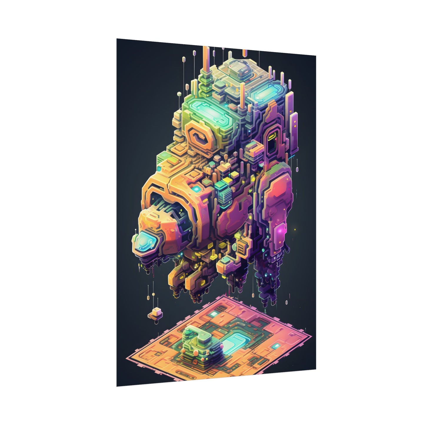 Pixel Punk Pets: Digital Artwork of Cyber-Pets in Pixelated World - Poster