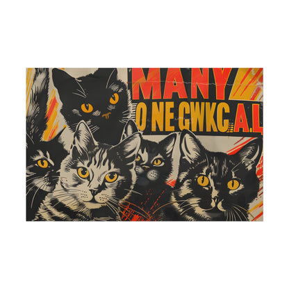 Red Cats in Soviet Motion: A Playful Poster Art - Poster