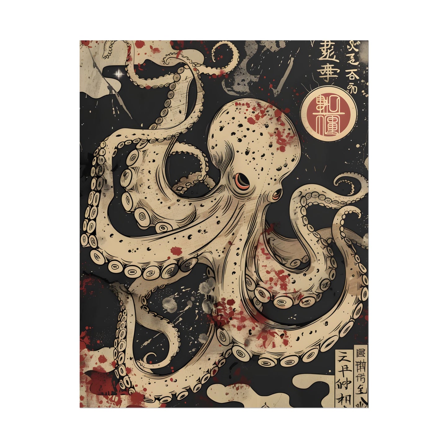 Stylized Japanese Octopus: Minimal Artwork - Poster