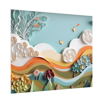 Peaceful Beach Serenade: Paper Quilling Art - Poster