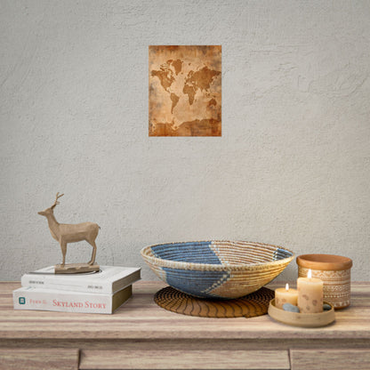 Vintage World Map: Artistic Cartography on Canvas - Poster