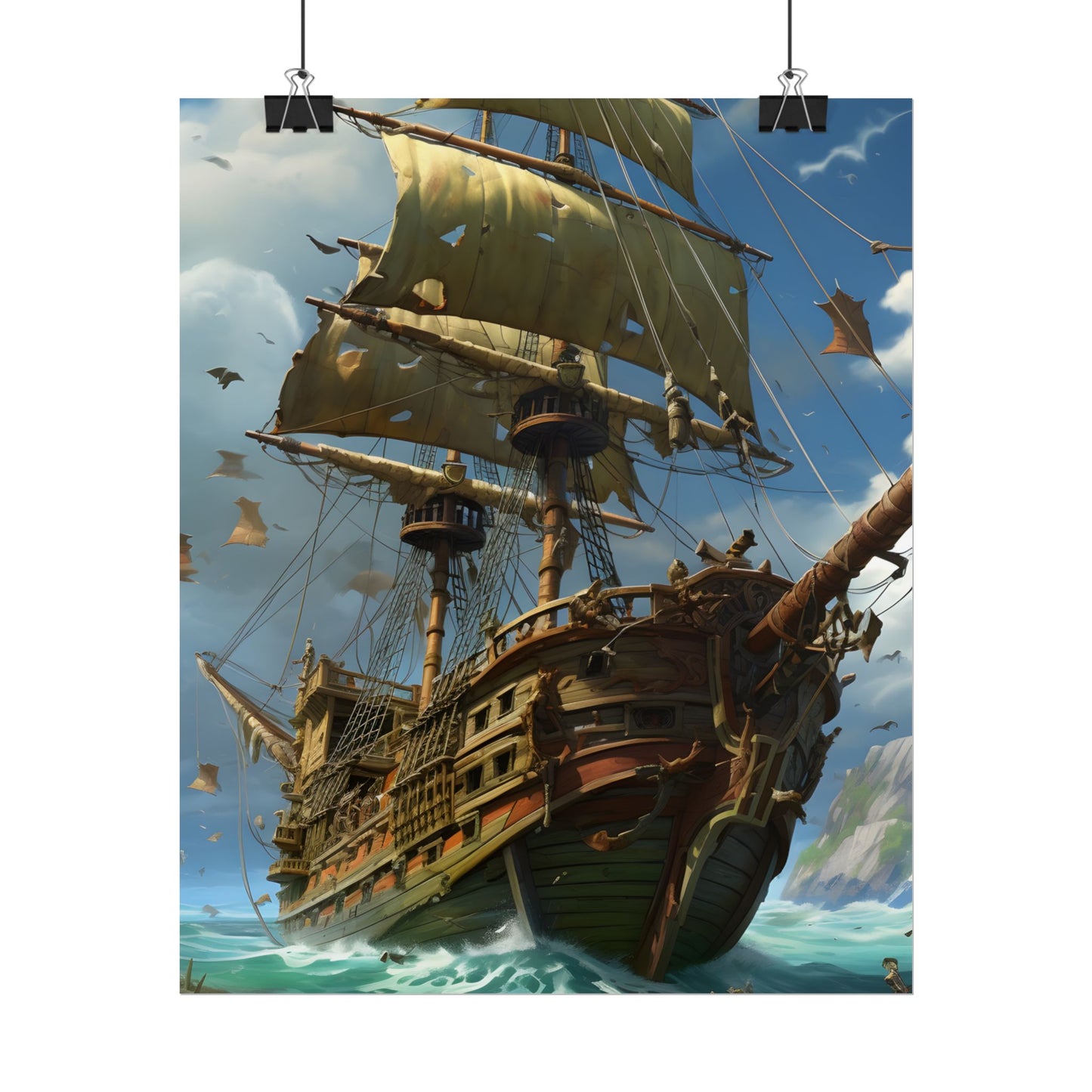 Swashbuckling Time-Traveling Pirate Crew: Colorful Artwork - Poster