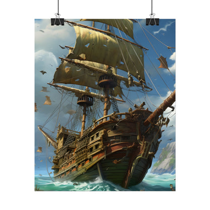 Swashbuckling Time-Traveling Pirate Crew: Colorful Artwork - Poster