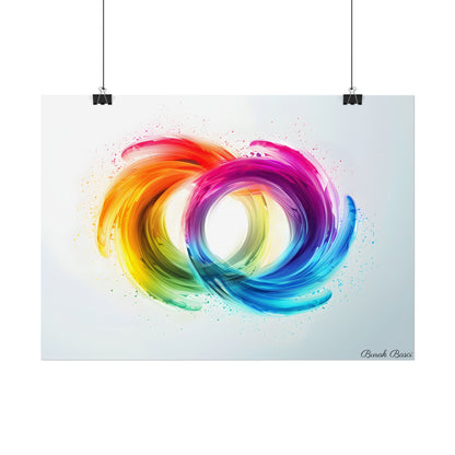 Swirling Colors: Gradient Artwork with Red, Blue, and Yellow Circles - Poster