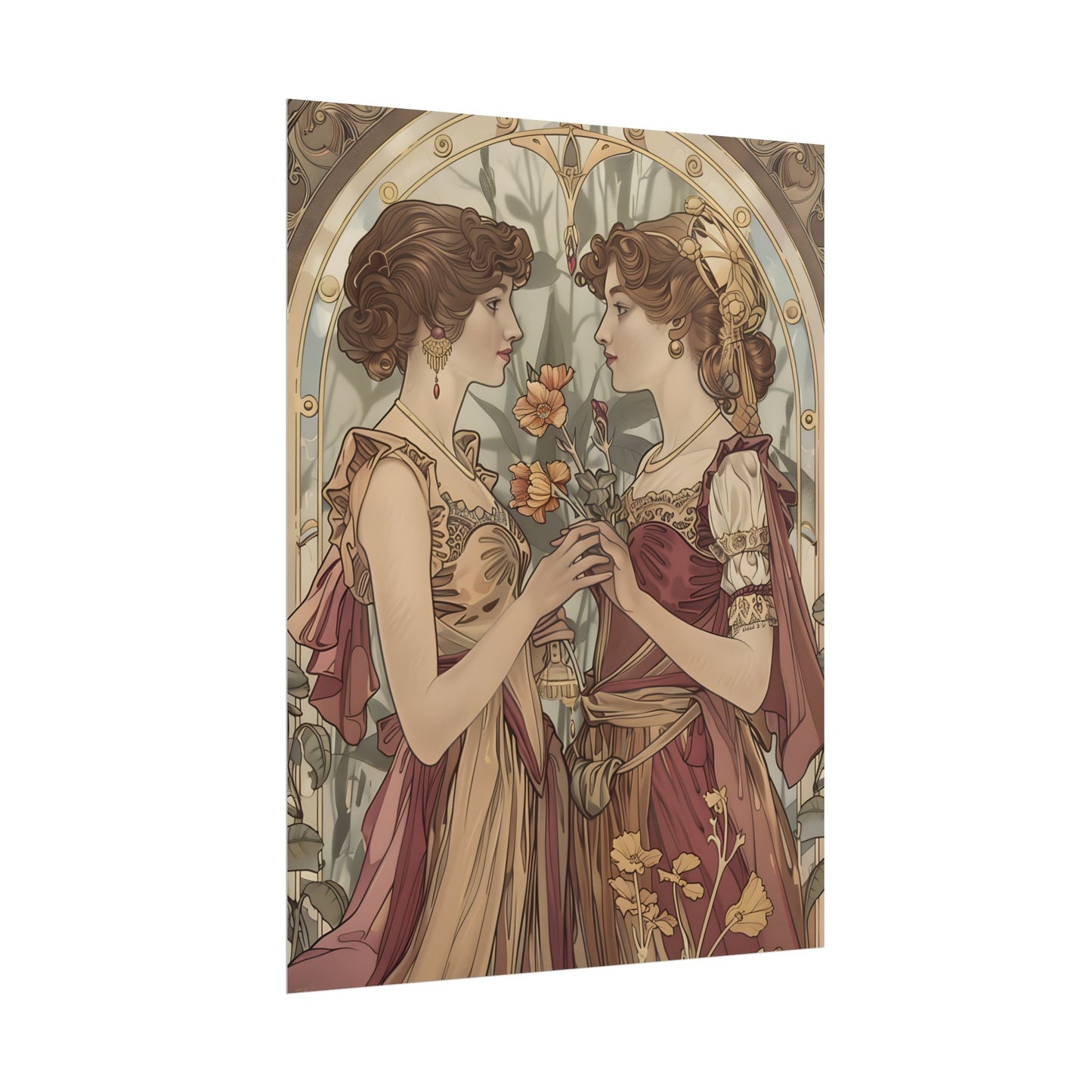 Middle Eastern Floral Beauty: Traditional Attire Digital Art - Poster