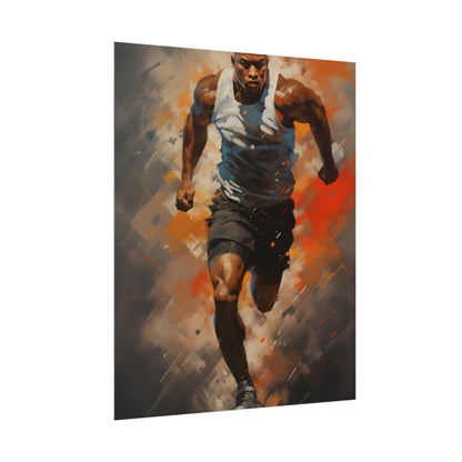 Passionate Athlete in Motion: Dynamic Portrait Artwork - Poster