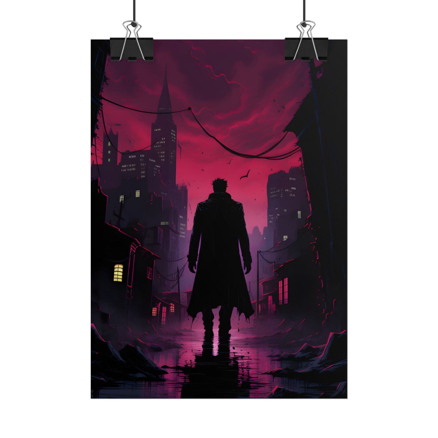 Gritty Urban Scene: Detective in Thought - Poster