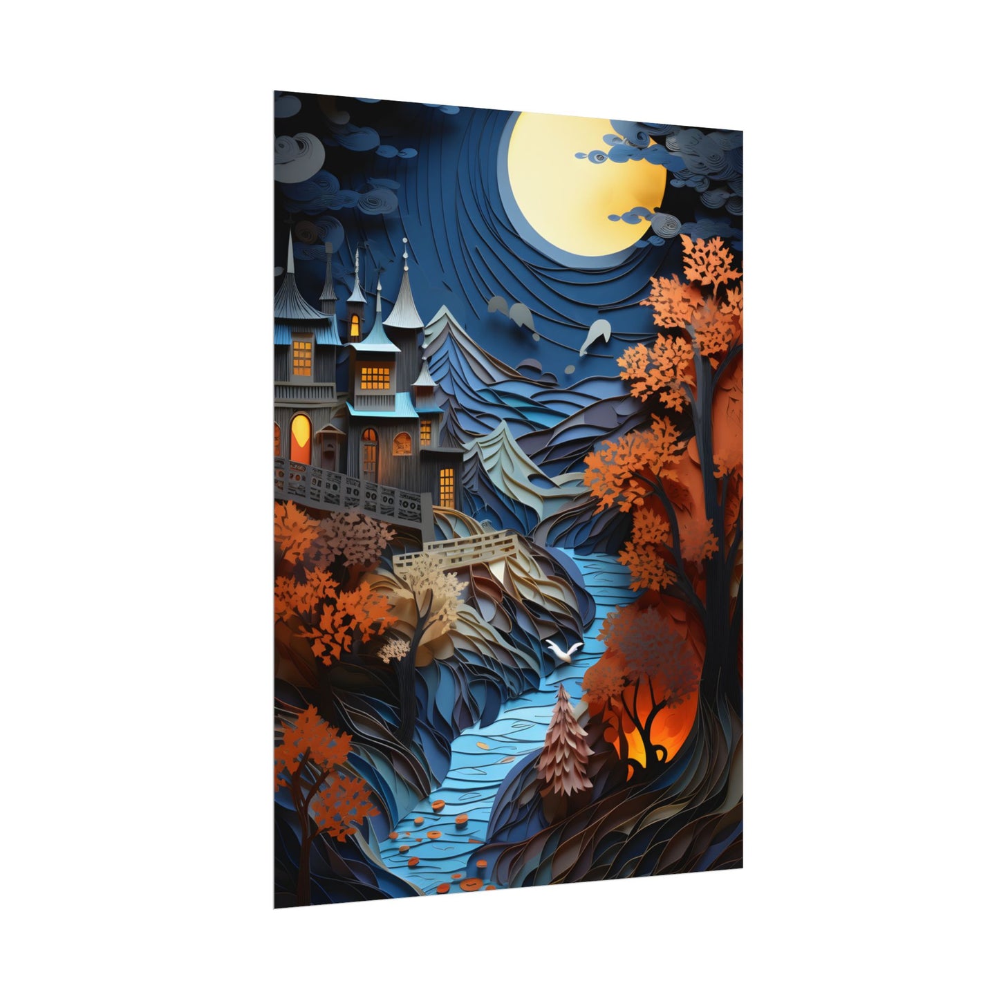 Eye-Catching European Landscape: Realistic Paper Quilling Artwork - Poster