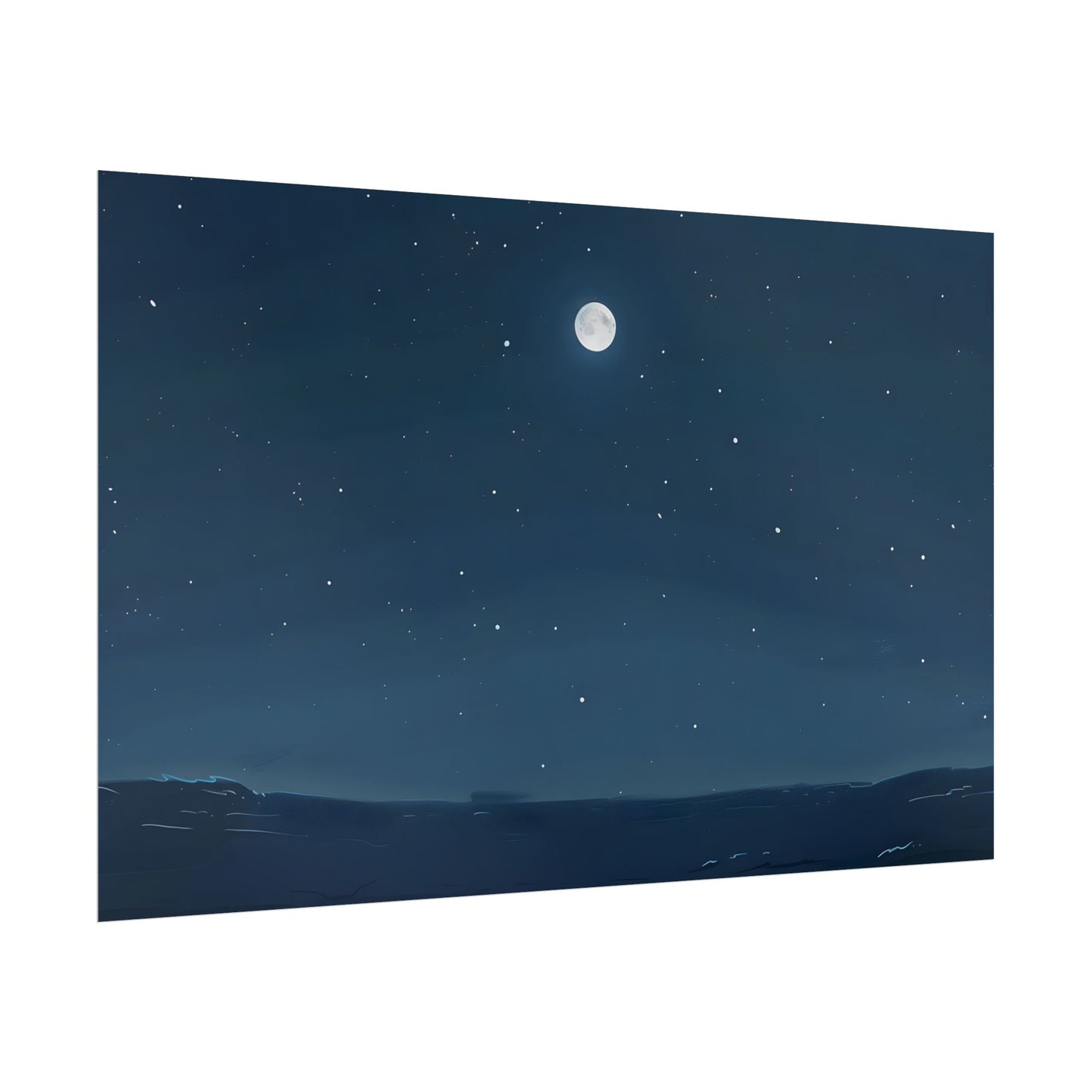 Starry Night Sky: Minimalist Beauty in Blue - Poster