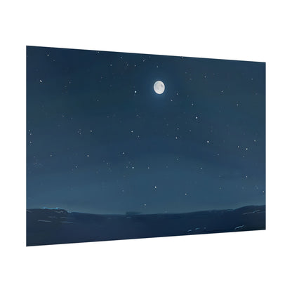 Starry Night Sky: Minimalist Beauty in Blue - Poster