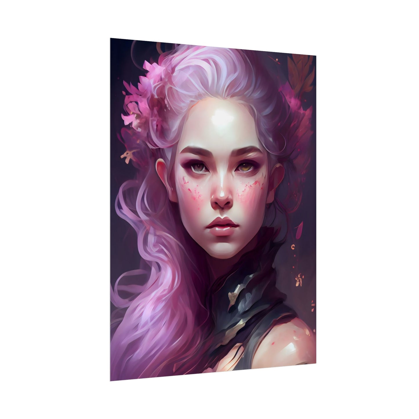 Astonishing Female Portrait with Pink Hair: Dre Artwork - Poster