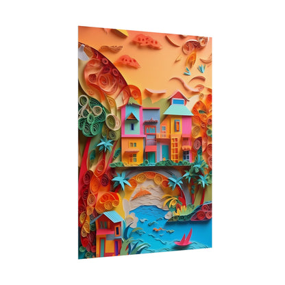 Eye-Catching Beach Paper Quilling: Quilled Landscape Artwork - Poster