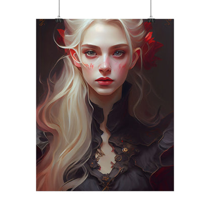 Beautiful Blonde Portrait: A Stunning Female in Black Top - Poster