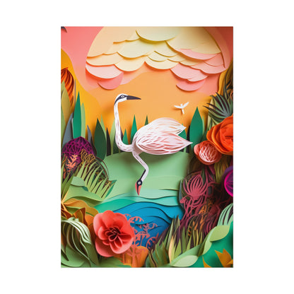 Peaceful Island Landscape: Paper Quilling Water Scene Art - Poster