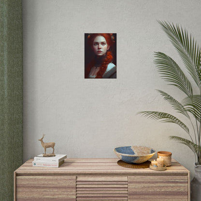 Astonishing Redhead Portrait: Elegant Young Woman in Dress - Poster