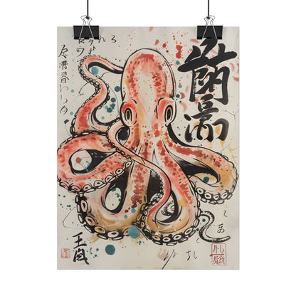 Traditional Japanese Octopus Artwork: Ukiyo-e Print - Poster