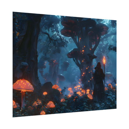 Mystical Forest Encounter: Vibrant Witch Artwork - Poster