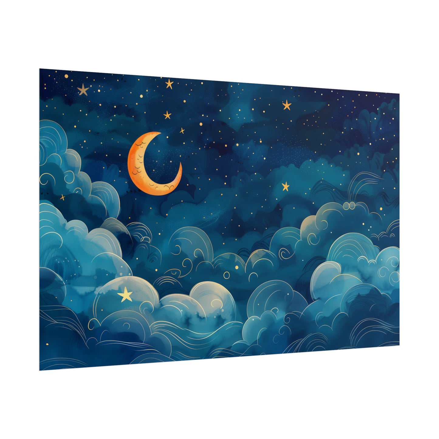 Whimsical Dreamy Night Sky: Small Town Illuminated by Pastel Stars - Poster