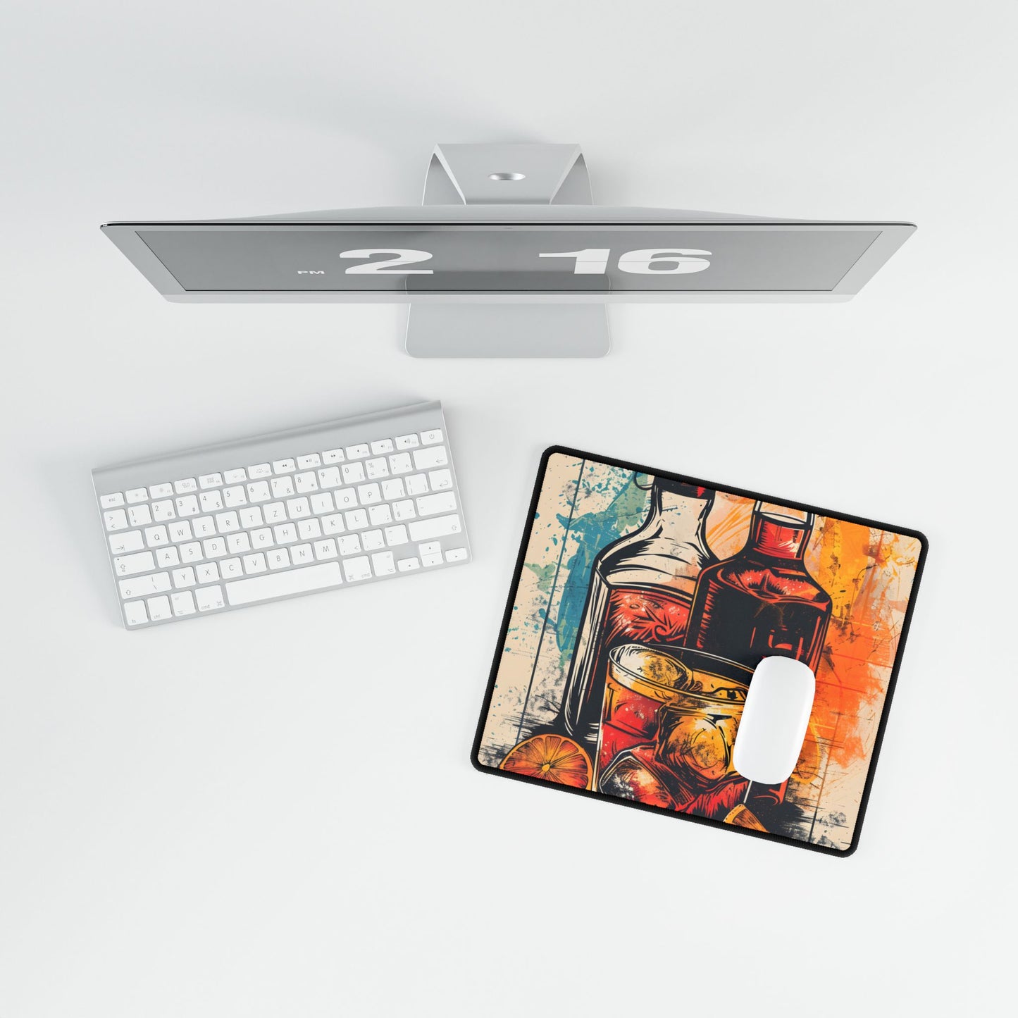 Vintage Cocktail Hour: Old-Fashioned Glass Art Poster - Desk Mat