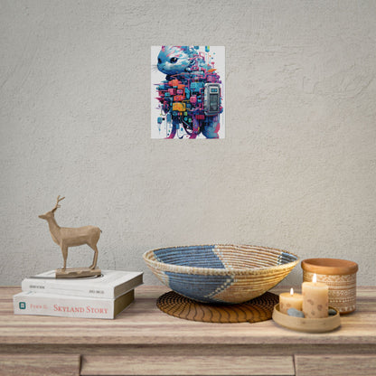Whimsical Pixelated Cyber Pet: Retro-Style Digital Art - Poster