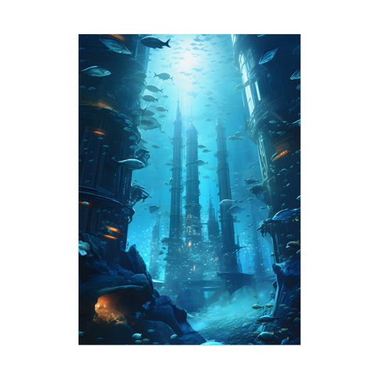 Underwater Future City: Submerged Metropol Artwork - Poster