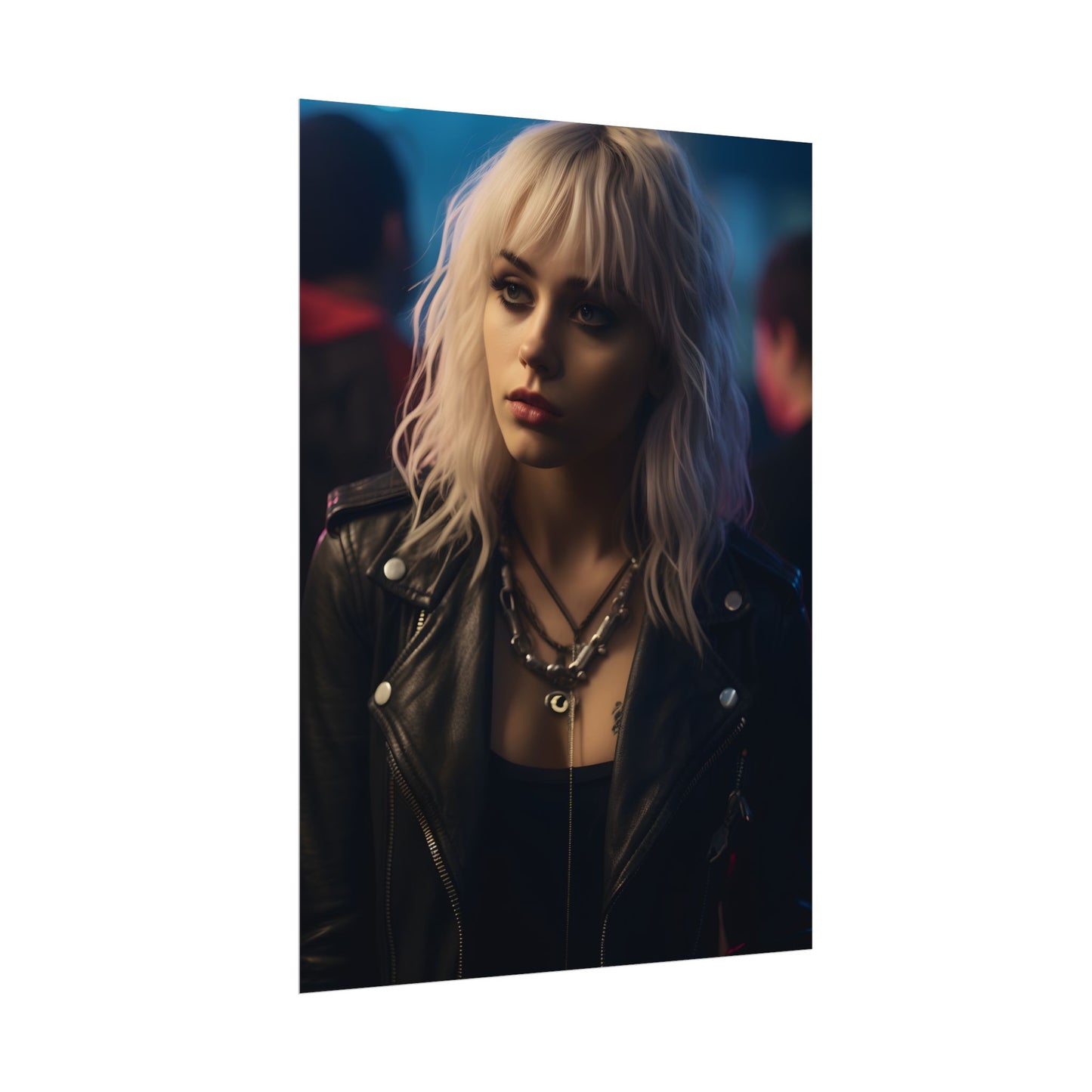 Cyberpunk Blonde Woman: Fashionable Portrait in Close-Up - Poster